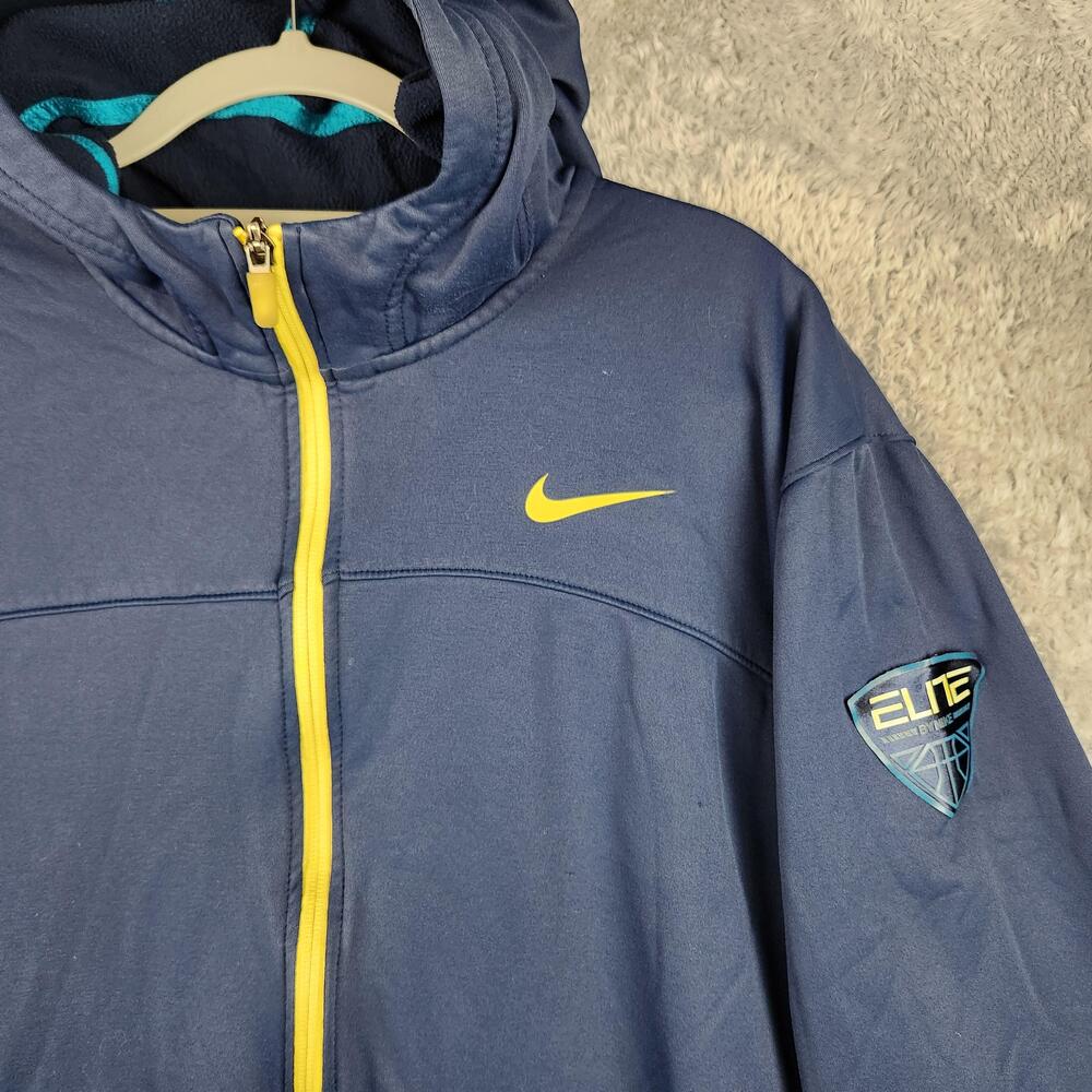 Nike Therma Fit Hoodie Mens 2XL Blue Full Zip Elite Basketball Fleece 535268-413